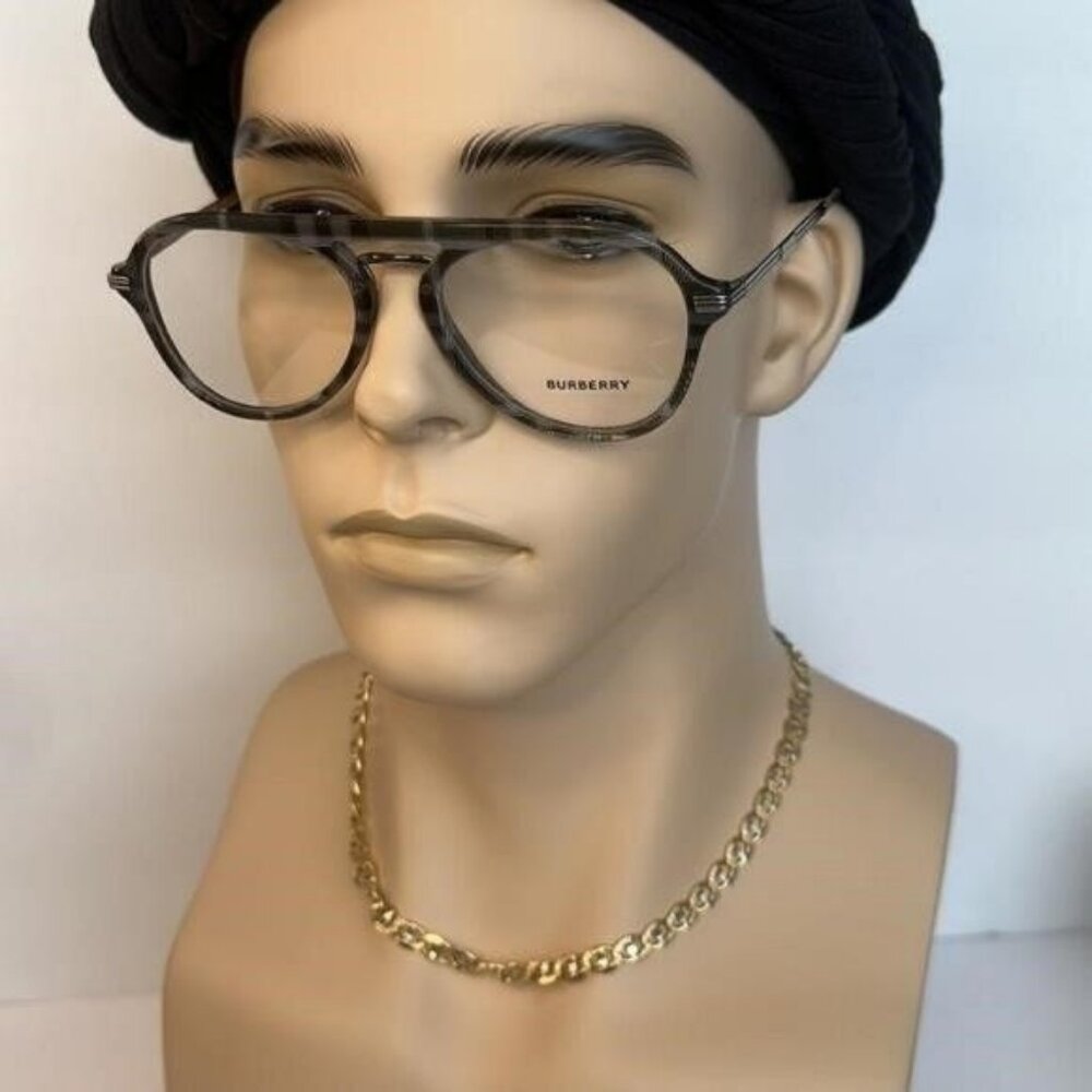 New Authentic EVEGLASSES CHARCOAL CHECK / CLEAR LENS Burberry OBE2377